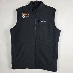 Simms Fishing Softshell Embroidered Mens Large Sleeveless Black Full Zip Vest